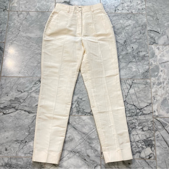 DOLCE & GABBANA Suit😍Cream Silk Stripe Pantsuit Double Breasted Blazer & Pants - Picture 11 of 16